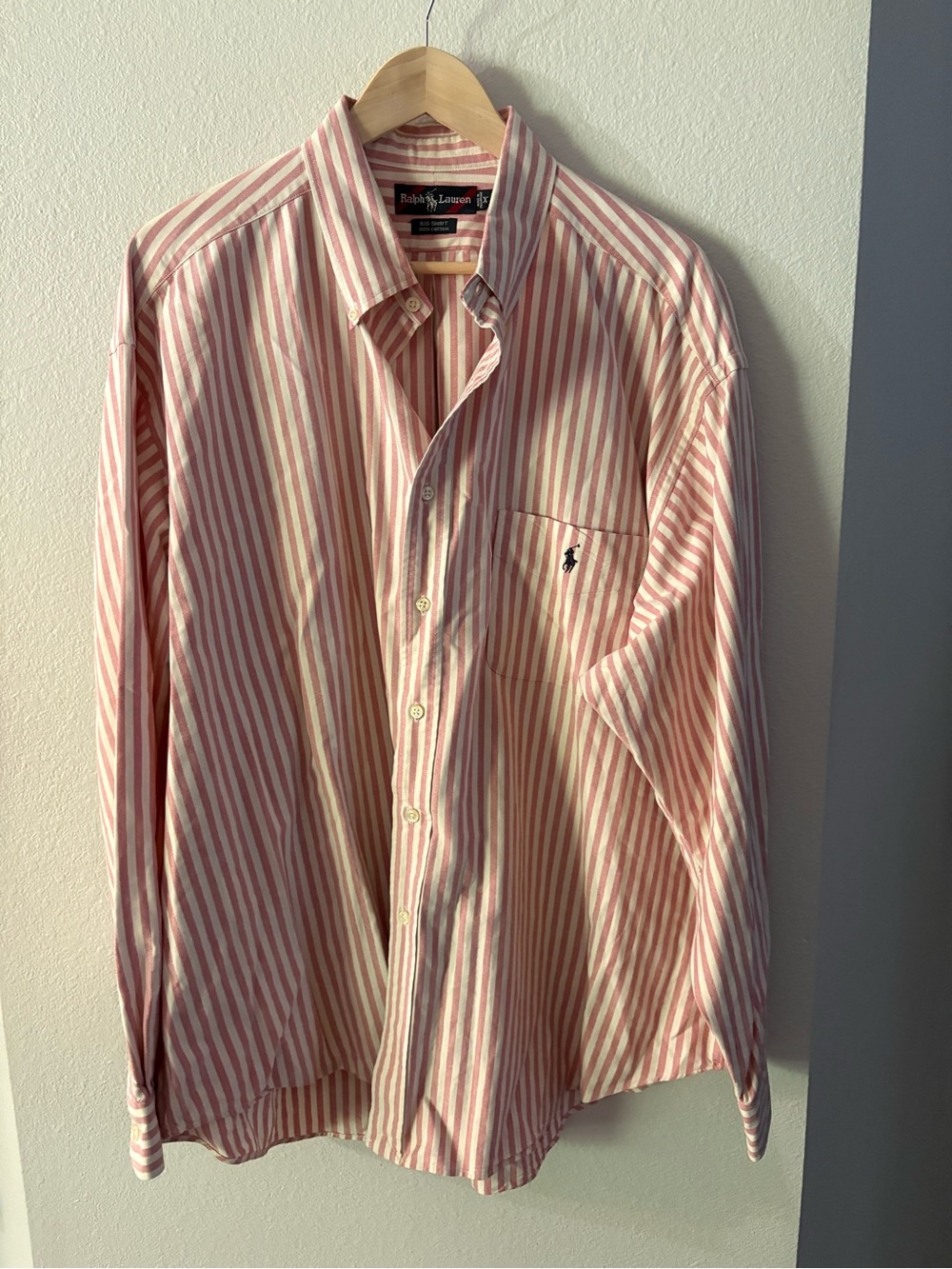Poetcore Pink & White Striped Oversized Button-Down Cotton Shirt Lagenlook XXL